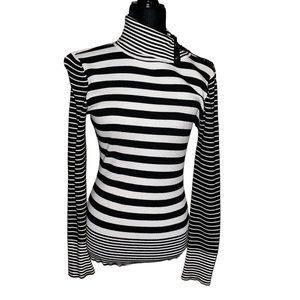 White House Black Market Striped Turtleneck